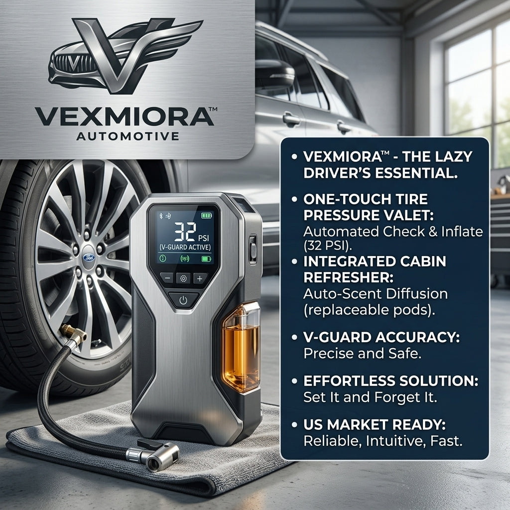 Vexmiora Automotive Smart Tire Pressure Valet and Cabin Refresher